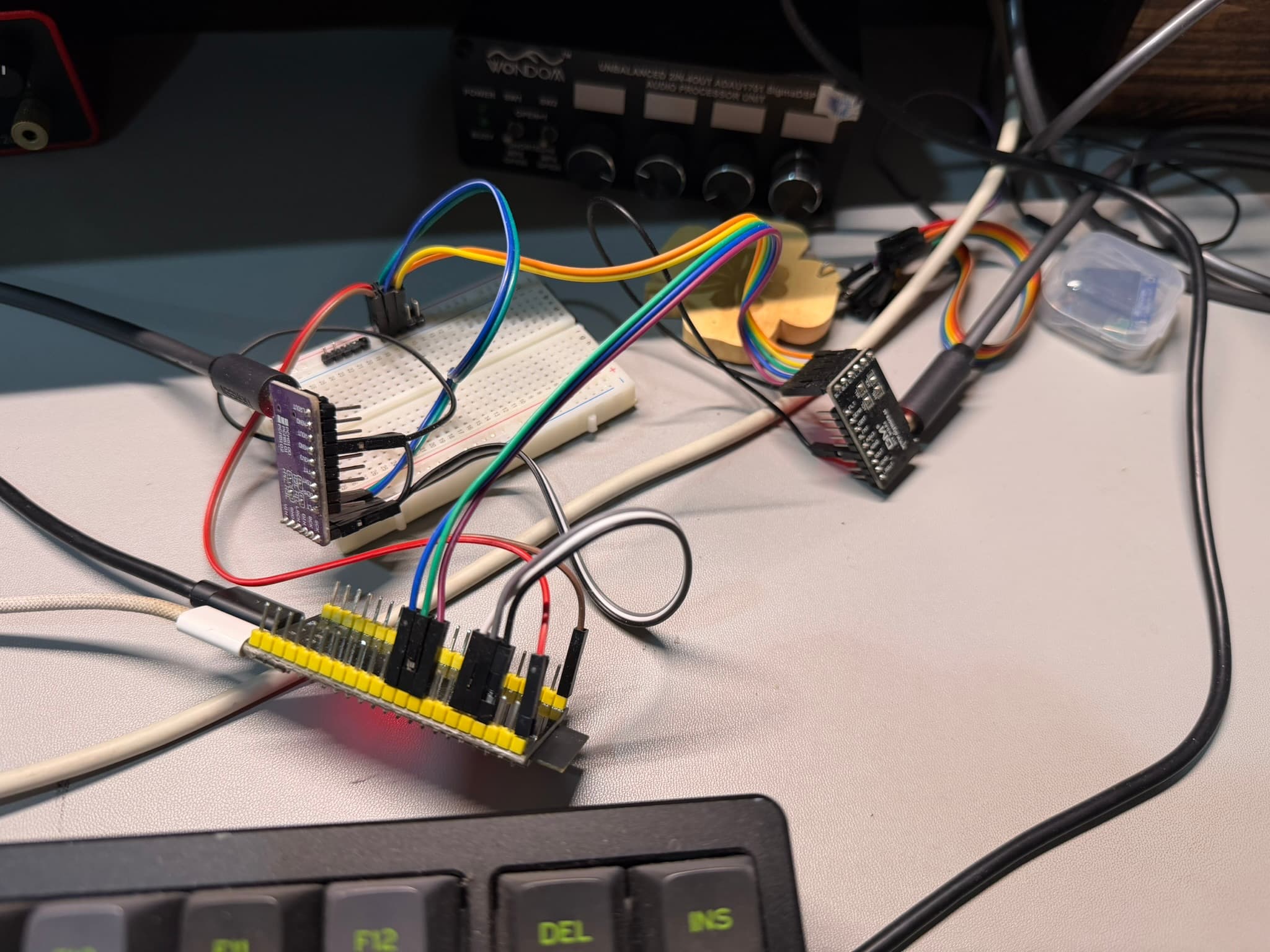 ESP32-S3 + 2× PCM5102A on a breadboard
